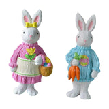 Maxbell 2x Miniature Resin Rabbit Figurine Easter Animal Bunny Statue Desk Decor