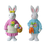 Maxbell 2x Miniature Resin Rabbit Figurine Easter Animal Bunny Statue Desk Decor