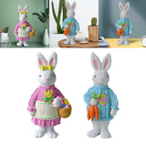 Maxbell 2x Miniature Resin Rabbit Figurine Easter Animal Bunny Statue Desk Decor