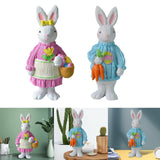 Maxbell 2x Miniature Resin Rabbit Figurine Easter Animal Bunny Statue Desk Decor