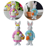 Maxbell 2x Miniature Resin Rabbit Figurine Easter Animal Bunny Statue Desk Decor
