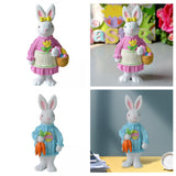 Maxbell 2x Miniature Resin Rabbit Figurine Easter Animal Bunny Statue Desk Decor