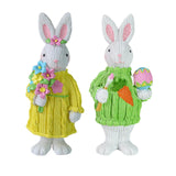 Maxbell 2Pcs Miniature Resin Rabbit Figurine Easter Animal Bunny Statue Desk Decor