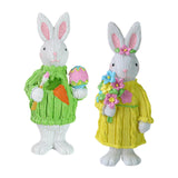 Maxbell 2Pcs Miniature Resin Rabbit Figurine Easter Animal Bunny Statue Desk Decor