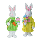 Maxbell 2Pcs Miniature Resin Rabbit Figurine Easter Animal Bunny Statue Desk Decor