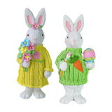 Maxbell 2Pcs Miniature Resin Rabbit Figurine Easter Animal Bunny Statue Desk Decor