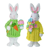 Maxbell 2Pcs Miniature Resin Rabbit Figurine Easter Animal Bunny Statue Desk Decor