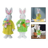 Maxbell 2Pcs Miniature Resin Rabbit Figurine Easter Animal Bunny Statue Desk Decor