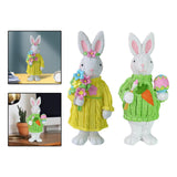 Maxbell 2Pcs Miniature Resin Rabbit Figurine Easter Animal Bunny Statue Desk Decor