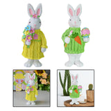 Maxbell 2Pcs Miniature Resin Rabbit Figurine Easter Animal Bunny Statue Desk Decor