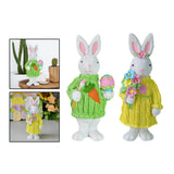 Maxbell 2Pcs Miniature Resin Rabbit Figurine Easter Animal Bunny Statue Desk Decor