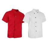 Maxbell 2x Unisex Chef Jackets Coat Short Sleeves Shirt Kitchen Uniforms M White Red