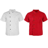 Maxbell 2x Unisex Chef Jackets Coat Short Sleeves Shirt Kitchen Uniforms M White Red