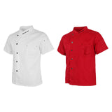 Maxbell 2x Unisex Chef Jackets Coat Short Sleeves Shirt Kitchen Uniforms M White Red