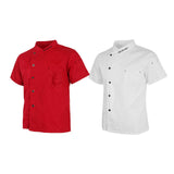 Maxbell 2x Unisex Chef Jackets Coat Short Sleeves Shirt Kitchen Uniforms M White Red