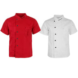 Maxbell 2x Unisex Chef Jackets Coat Short Sleeves Shirt Kitchen Uniforms M White Red