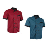 Maxbell 2 Pieces Chef Jacket Uniform Short Sleeves Hotel Kitchen Apparel Cook Coat