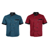Maxbell 2 Pieces Chef Jacket Uniform Short Sleeves Hotel Kitchen Apparel Cook Coat