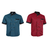Maxbell 2 Pieces Chef Jacket Uniform Short Sleeves Hotel Kitchen Apparel Cook Coat
