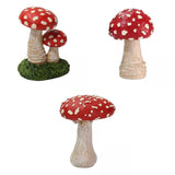 Maxbell 3x Mushroom Figure Yard Decoration Miniature Creative w/ Base for Garden