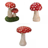 Maxbell 3x Mushroom Figure Yard Decoration Miniature Creative w/ Base for Garden