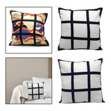 Maxbell 2x Sublimation Blank Throw Pillow Cushion Cover 40x40cm DIY (Black White)
