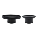 Maxbell 2x Household Round Stand Tray for Home Decor Large Black+Small Black