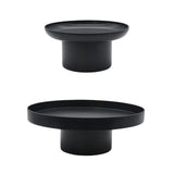 Maxbell 2x Household Round Stand Tray for Home Decor Large Black+Small Black