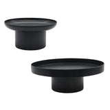 Maxbell 2x Household Round Stand Tray for Home Decor Large Black+Small Black