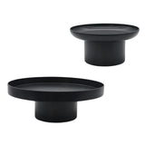 Maxbell 2x Household Round Stand Tray for Home Decor Large Black+Small Black