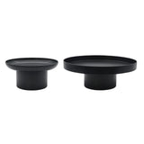 Maxbell 2x Household Round Stand Tray for Home Decor Large Black+Small Black