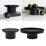 Maxbell 2x Household Round Stand Tray for Home Decor Large Black+Small Black