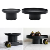 Maxbell 2x Household Round Stand Tray for Home Decor Large Black+Small Black