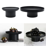 Maxbell 2x Household Round Stand Tray for Home Decor Large Black+Small Black