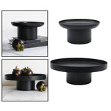 Maxbell 2x Household Round Stand Tray for Home Decor Large Black+Small Black