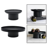 Maxbell 2x Household Round Stand Tray for Home Decor Large Black+Small Black
