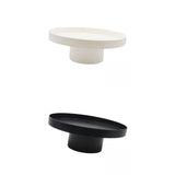 Maxbell 2x Round Stand Tray for Home Decor Large Black+Large White