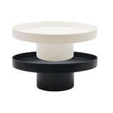 Maxbell 2x Round Stand Tray for Home Decor Large Black+Large White