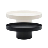 Maxbell 2x Round Stand Tray for Home Decor Large Black+Large White
