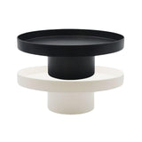 Maxbell 2x Round Stand Tray for Home Decor Large Black+Large White