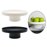 Maxbell 2x Round Stand Tray for Home Decor Large Black+Large White