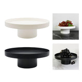 Maxbell 2x Round Stand Tray for Home Decor Large Black+Large White