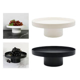 Maxbell 2x Round Stand Tray for Home Decor Large Black+Large White