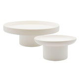 Maxbell 2x Round Stand Tray for Home Desktop Decor Large White +Small White