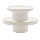 Maxbell 2x Round Stand Tray for Home Desktop Decor Large White +Small White