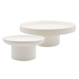 Maxbell 2x Round Stand Tray for Home Desktop Decor Large White +Small White