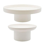 Maxbell 2x Round Stand Tray for Home Desktop Decor Large White +Small White