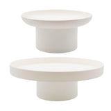 Maxbell 2x Round Stand Tray for Home Desktop Decor Large White +Small White