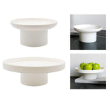 Maxbell 2x Round Stand Tray for Home Desktop Decor Large White +Small White