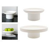 Maxbell 2x Round Stand Tray for Home Desktop Decor Large White +Small White